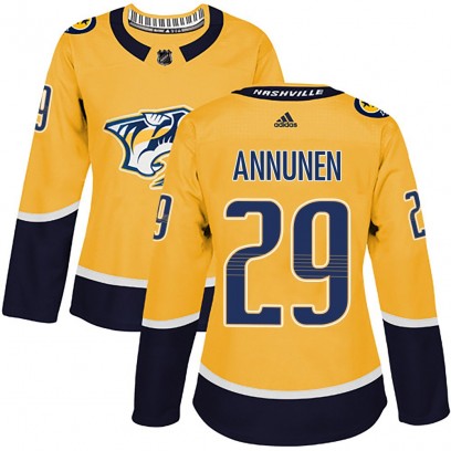 Women's Authentic Nashville Predators Justus Annunen Adidas Home Jersey - Gold