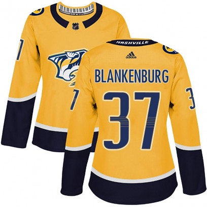 Women's Authentic Nashville Predators Nick Blankenburg Adidas Home Jersey - Gold