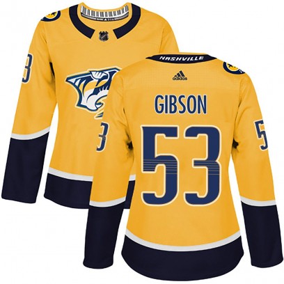 Women's Authentic Nashville Predators Andrew Gibson Adidas Home Jersey - Gold