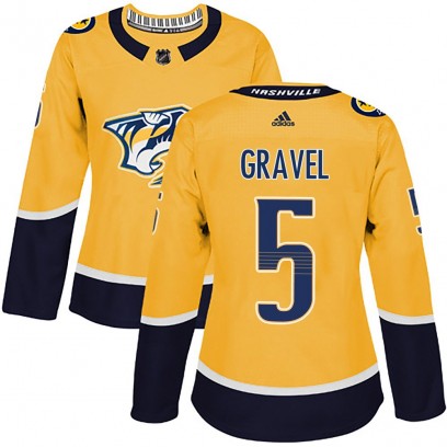 Women's Authentic Nashville Predators Kevin Gravel Adidas Home Jersey - Gold
