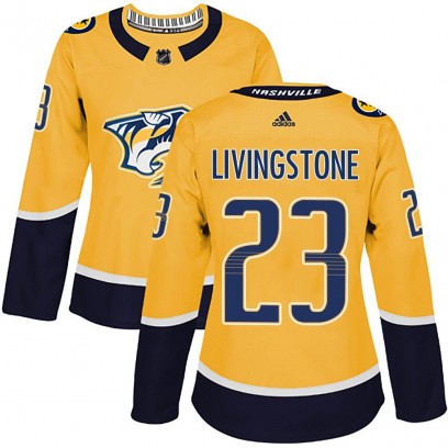 Women's Authentic Nashville Predators Jake Livingstone Adidas Home Jersey - Gold