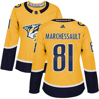 Women's Authentic Nashville Predators Jonathan Marchessault Adidas Home Jersey - Gold