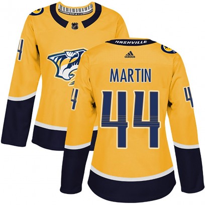 Women's Authentic Nashville Predators Brady Martin Adidas Home Jersey - Gold