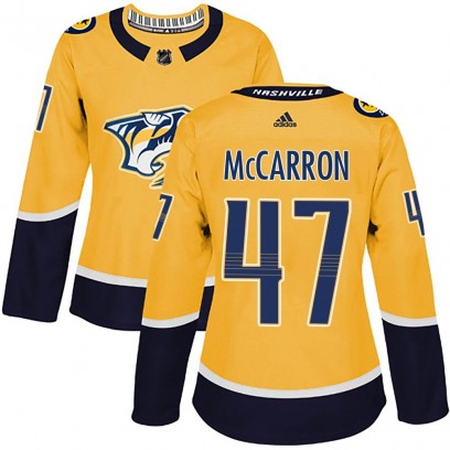 Women's Authentic Nashville Predators Michael McCarron Adidas Home Jersey - Gold