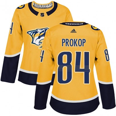 Women's Authentic Nashville Predators Luke Prokop Adidas Home Jersey - Gold