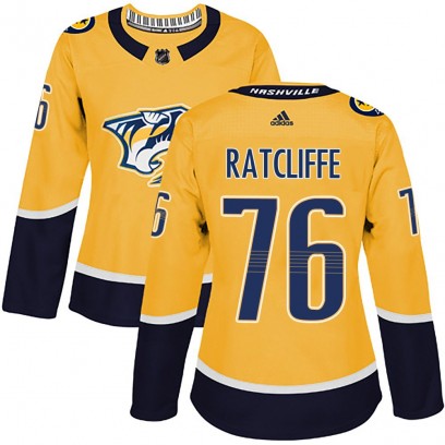 Women's Authentic Nashville Predators Isaac Ratcliffe Adidas Home Jersey - Gold