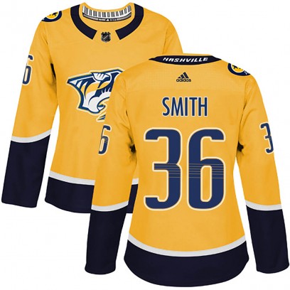 Women's Authentic Nashville Predators Cole Smith Adidas Home Jersey - Gold