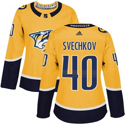 Women's Authentic Nashville Predators Fedor Svechkov Adidas Home Jersey - Gold