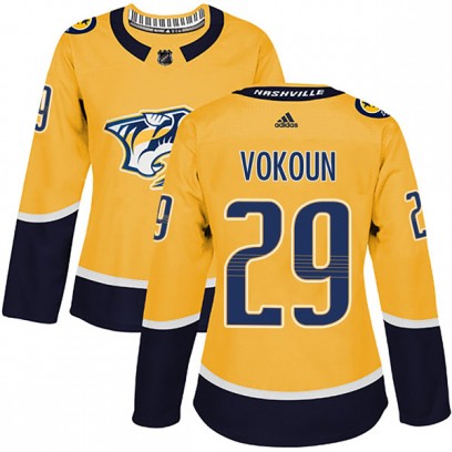 Women's Authentic Nashville Predators Tomas Vokoun Adidas Home Jersey - Gold