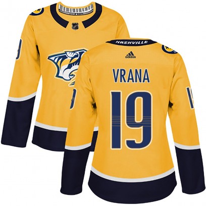 Women's Authentic Nashville Predators Jakub Vrana Adidas Home Jersey - Gold