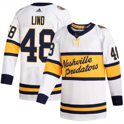 Men's Authentic Nashville Predators Kalan Lind Adidas 2020 Winter Classic Player Jersey - White
