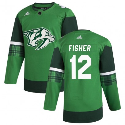 Men's Authentic Nashville Predators Mike Fisher Adidas 2020 St. Patrick's Day Jersey - Green