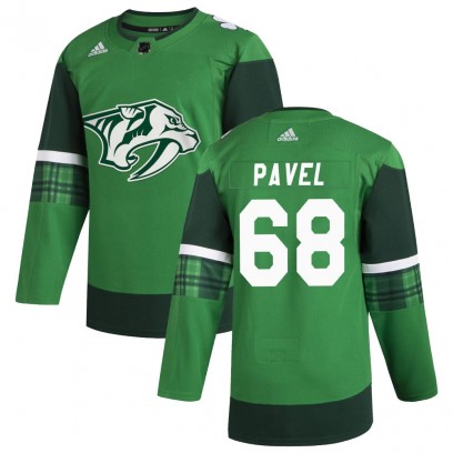 Men's Authentic Nashville Predators Ondrej Pavel Adidas 2020 St. Patrick's Day Jersey - Green
