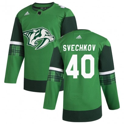 Men's Authentic Nashville Predators Fedor Svechkov Adidas 2020 St. Patrick's Day Jersey - Green