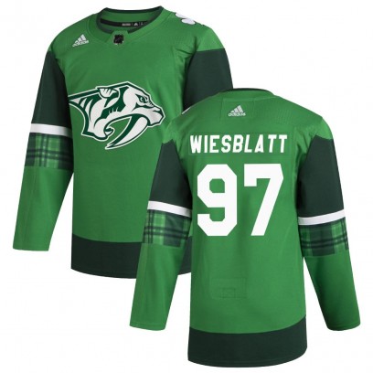 Men's Authentic Nashville Predators Oasiz Wiesblatt Adidas 2020 St. Patrick's Day Jersey - Green