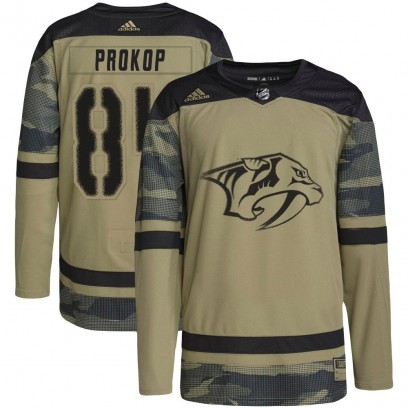 Youth Authentic Nashville Predators Luke Prokop Adidas Military Appreciation Practice Jersey - Camo