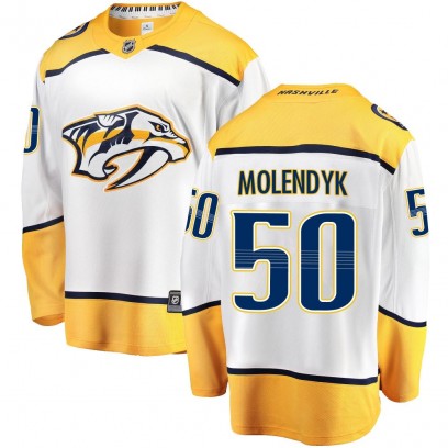 Men's Breakaway Nashville Predators Tanner Molendyk Fanatics Branded Away Jersey - White