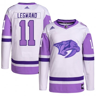 Men's Authentic Nashville Predators David Legwand Adidas Hockey Fights Cancer Primegreen Jersey - White/Purple