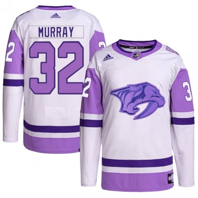 Men's Authentic Nashville Predators Matt Murray Adidas Hockey Fights Cancer Primegreen Jersey - White/Purple