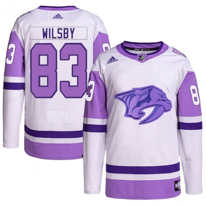 Men's Authentic Nashville Predators Adam Wilsby Adidas Hockey Fights Cancer Primegreen Jersey - White/Purple