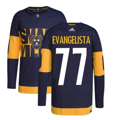 Youth Authentic Nashville Predators Luke Evangelista Adidas 2022 Stadium Series Primegreen Jersey - Navy