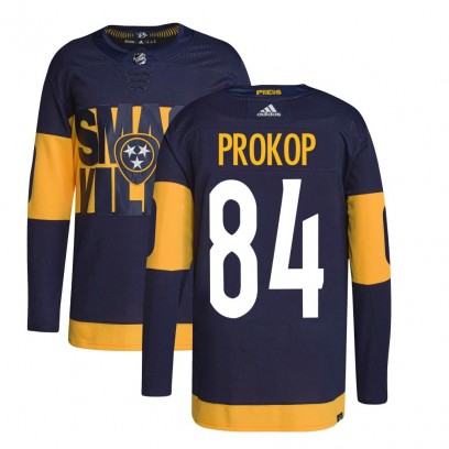 Youth Authentic Nashville Predators Luke Prokop Adidas 2022 Stadium Series Primegreen Jersey - Navy