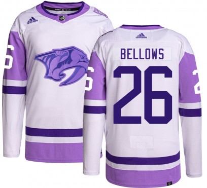 Men's Authentic Nashville Predators Kieffer Bellows Adidas Hockey Fights Cancer Jersey