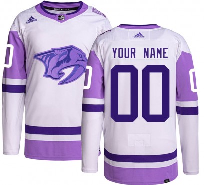Men's Authentic Nashville Predators Custom Adidas Custom Hockey Fights Cancer Jersey