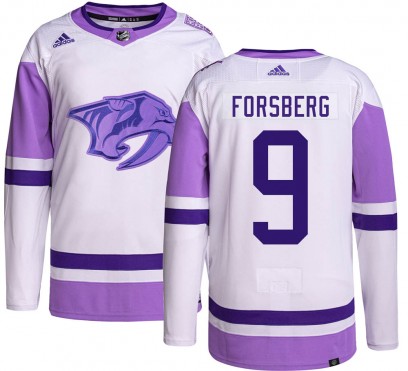 Men's Authentic Nashville Predators Filip Forsberg Adidas Hockey Fights Cancer Jersey