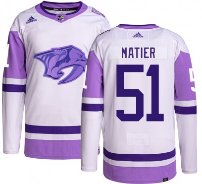Men's Authentic Nashville Predators Jack Matier Adidas Hockey Fights Cancer Jersey