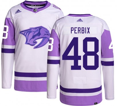 Men's Authentic Nashville Predators Nick Perbix Adidas Hockey Fights Cancer Jersey