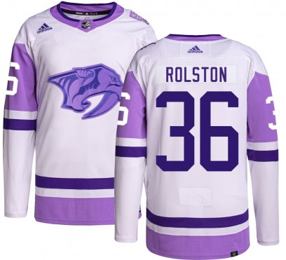 Men's Authentic Nashville Predators Ryder Rolston Adidas Hockey Fights Cancer Jersey