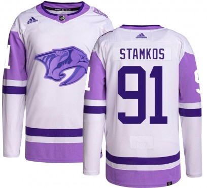 Men's Authentic Nashville Predators Steven Stamkos Adidas Hockey Fights Cancer Jersey