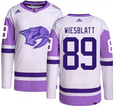 Men's Authentic Nashville Predators Ozzy Wiesblatt Adidas Hockey Fights Cancer Jersey
