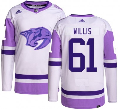 Men's Authentic Nashville Predators Joey Willis Adidas Hockey Fights Cancer Jersey