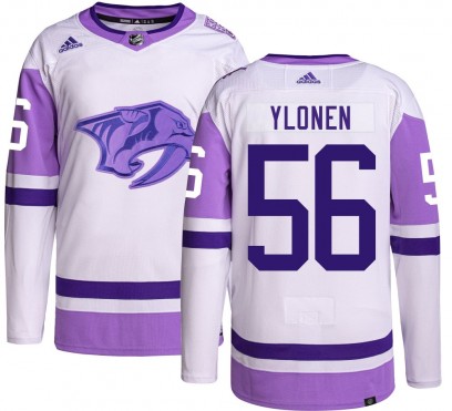 Men's Authentic Nashville Predators Jesse Ylonen Adidas Hockey Fights Cancer Jersey