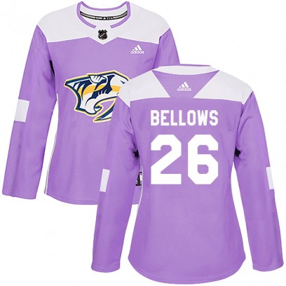 Women's Authentic Nashville Predators Kieffer Bellows Adidas Fights Cancer Practice Jersey - Purple