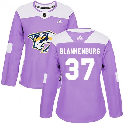 Women's Authentic Nashville Predators Nick Blankenburg Adidas Fights Cancer Practice Jersey - Purple