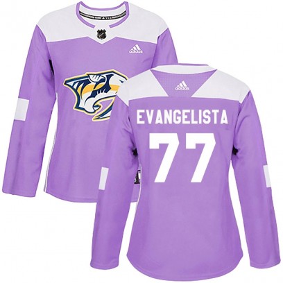 Women's Authentic Nashville Predators Luke Evangelista Adidas Fights Cancer Practice Jersey - Purple