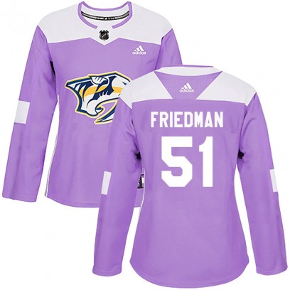 Women's Authentic Nashville Predators Mark Friedman Adidas Fights Cancer Practice Jersey - Purple