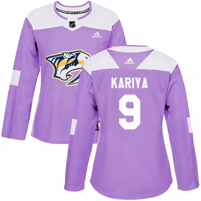 Women's Authentic Nashville Predators Paul Kariya Adidas Fights Cancer Practice Jersey - Purple