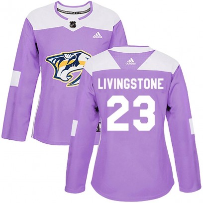 Women's Authentic Nashville Predators Jake Livingstone Adidas Fights Cancer Practice Jersey - Purple
