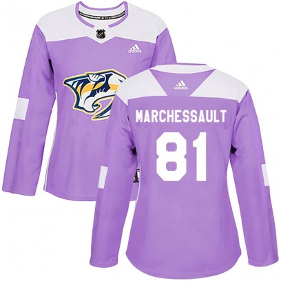 Women's Authentic Nashville Predators Jonathan Marchessault Adidas Fights Cancer Practice Jersey - Purple