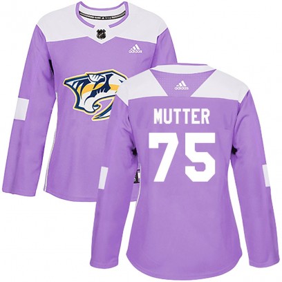 Women's Authentic Nashville Predators Navrin Mutter Adidas Fights Cancer Practice Jersey - Purple