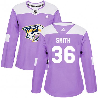Women's Authentic Nashville Predators Cole Smith Adidas Fights Cancer Practice Jersey - Purple