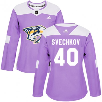 Women's Authentic Nashville Predators Fedor Svechkov Adidas Fights Cancer Practice Jersey - Purple