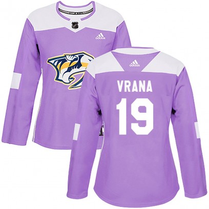Women's Authentic Nashville Predators Jakub Vrana Adidas Fights Cancer Practice Jersey - Purple