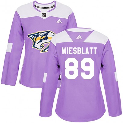 Women's Authentic Nashville Predators Ozzy Wiesblatt Adidas Fights Cancer Practice Jersey - Purple