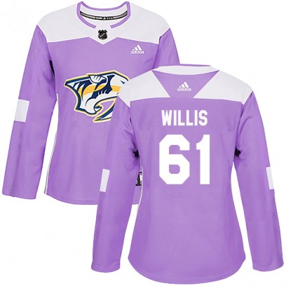 Women's Authentic Nashville Predators Joey Willis Adidas Fights Cancer Practice Jersey - Purple