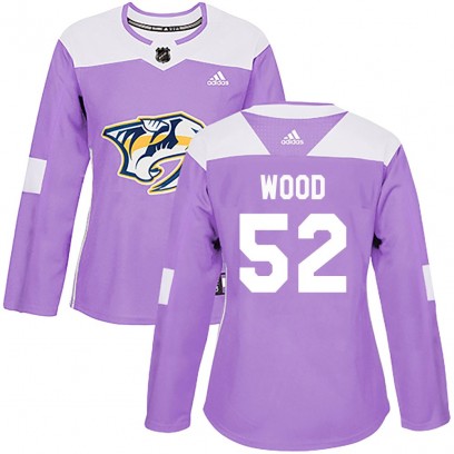 Women's Authentic Nashville Predators Matthew Wood Adidas Fights Cancer Practice Jersey - Purple